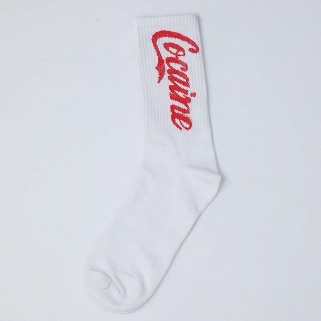 Fashion Men Street Wear Cool Cotton Socks Harajuku Funny Socks Trendy Women Long Socks Crew Socks White Hip Hop Socks Basketball Running Cycling Socks For Men And Women Stevvex