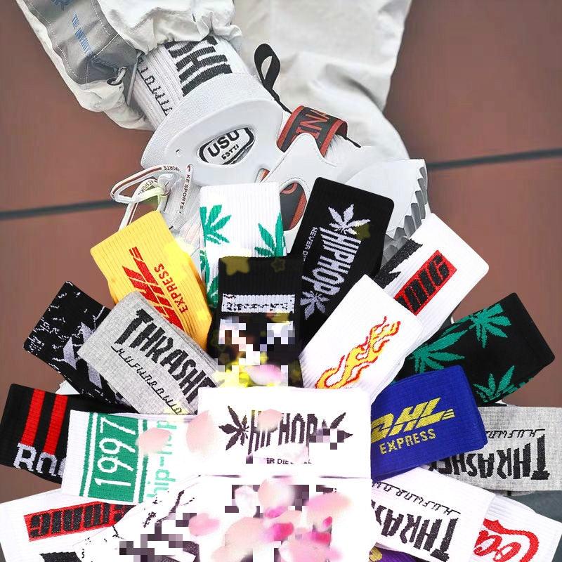 Fashion Men Street Wear Cool Cotton Socks Harajuku Funny Socks Trendy Women Long Socks Crew Socks White Hip Hop Socks Basketball Running Cycling Socks For Men And Women Stevvex