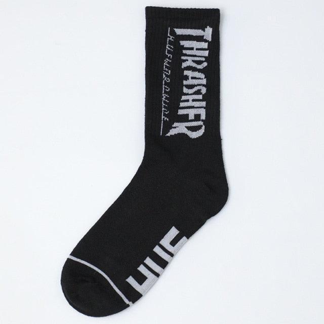 Fashion Men Street Wear Cool Cotton Socks Harajuku Funny Socks Trendy Women Long Socks Crew Socks White Hip Hop Socks Basketball Running Cycling Socks For Men And Women Stevvex