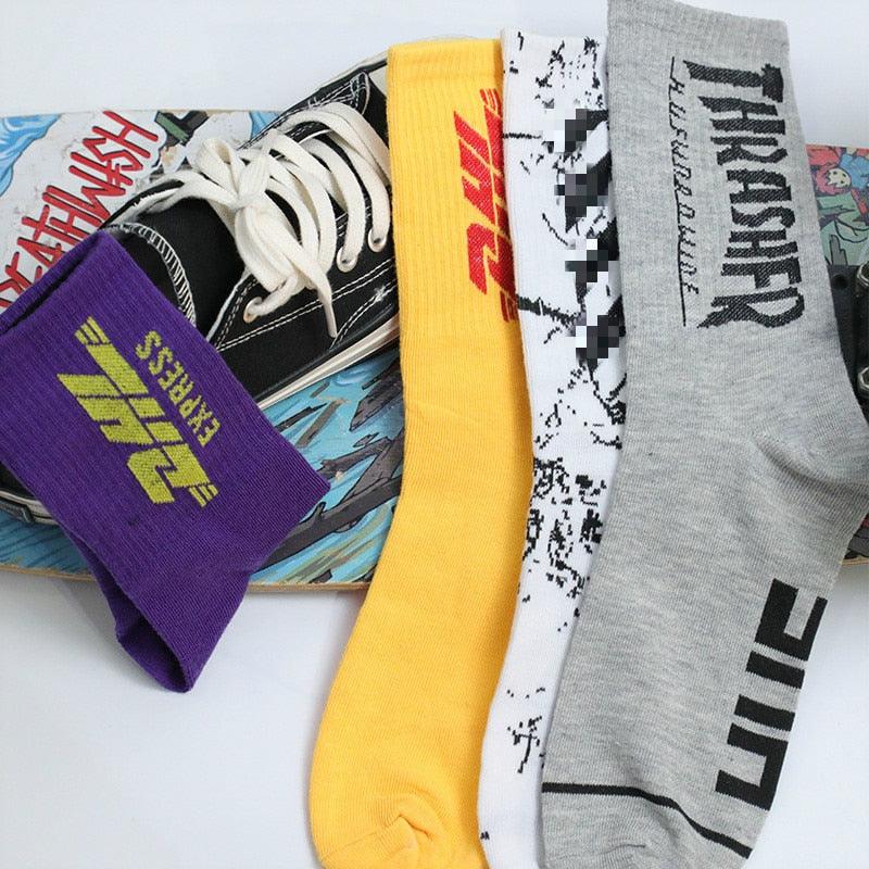 Fashion Men Street Wear Cool Cotton Socks Harajuku Funny Socks Trendy Women Long Socks Crew Socks White Hip Hop Socks Basketball Running Cycling Socks For Men And Women Stevvex