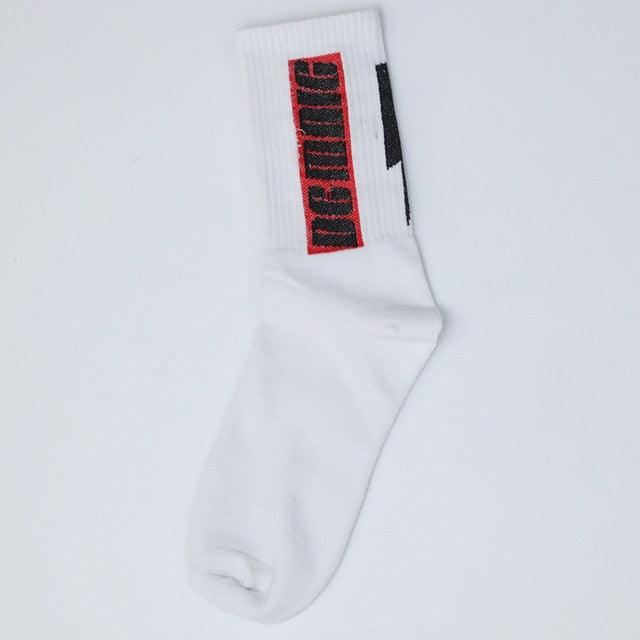 Fashion Men Street Wear Cool Cotton Socks Harajuku Funny Socks Trendy Women Long Socks Crew Socks White Hip Hop Socks Basketball Running Cycling Socks For Men And Women Stevvex