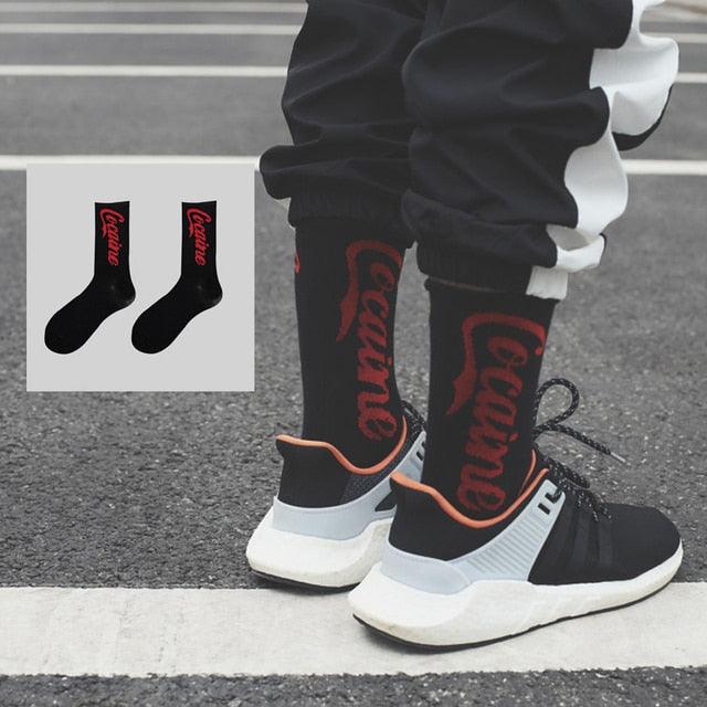 Fashion Men Street Wear Cool Cotton Socks Harajuku Funny Socks Trendy Women Long Socks Crew Socks White Hip Hop Socks Basketball Running Cycling Socks For Men And Women Stevvex