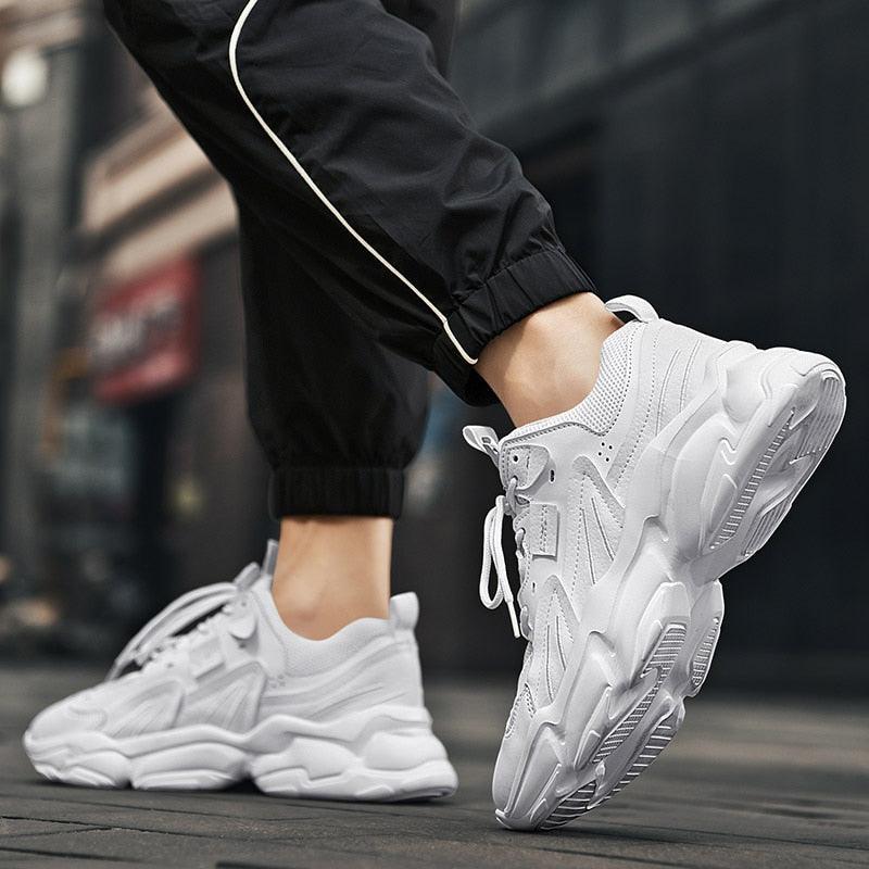 Fashion Mens Sneakers White Trend Casual Comfortable Black Mens Chunky Sneaker Design Summer White Outdoor Running Tennis Sneakers Sport Fashion Comfortable Casual Mens Sneakers Stevvex
