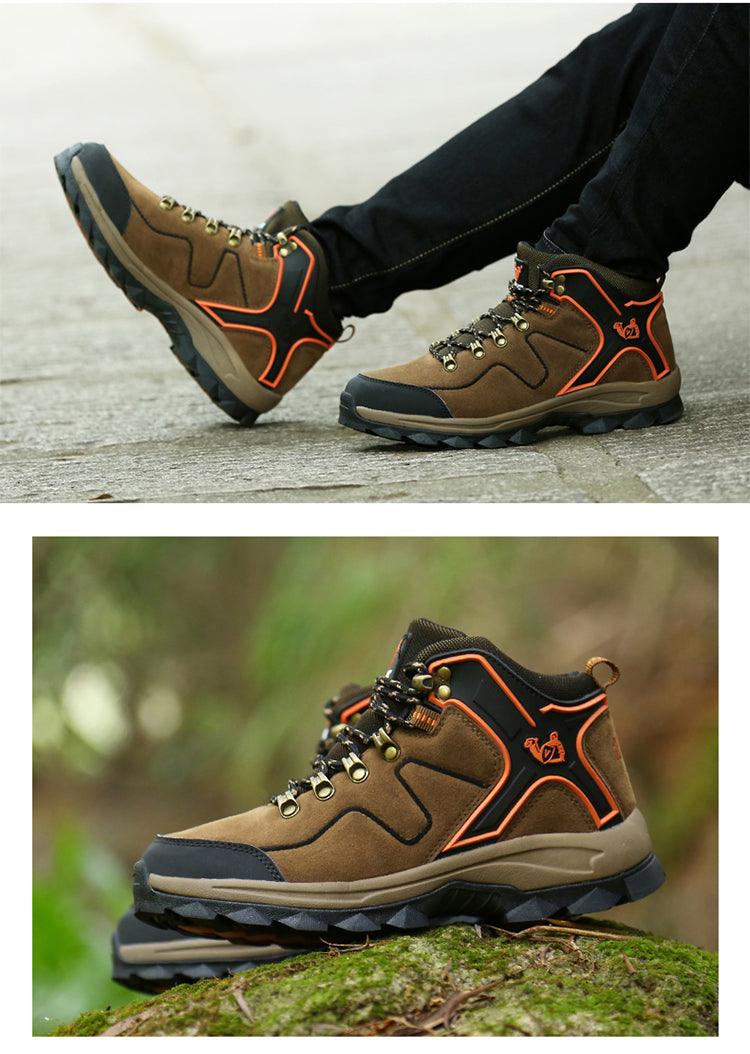 Fashion Outdoor Men's Sports Hiking Boots Wear-Resistant Hiking Men's Fashion Non-slip Waterproof Walking Boots Lightweight Comfortable Sport Ankle Shoes Outdoor Winter Mens Shoes Stevvex