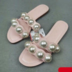 Fashion Party Dresses Shoes Pearl Sandals Flat Women Flip Flops Casual Beach Flat Slippers Dressy Flat Sandals With Pearls Slip On Summer Beach Bridal Shoes Stevvex