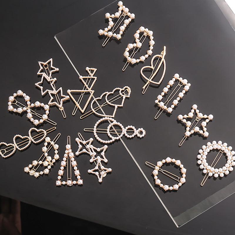 Fashion Pearl Hair Clip Women Girls Elegant Design Triangular Star Round Hairpin Barrette Hair Pins Ponytail Gorgeous Hair Accessories For Women Stevvex