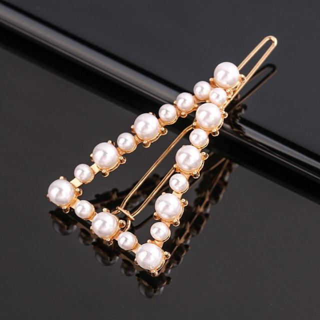 Fashion Pearl Hair Clip Women Girls Elegant Design Triangular Star Round Hairpin Barrette Hair Pins Ponytail Gorgeous Hair Accessories For Women Stevvex