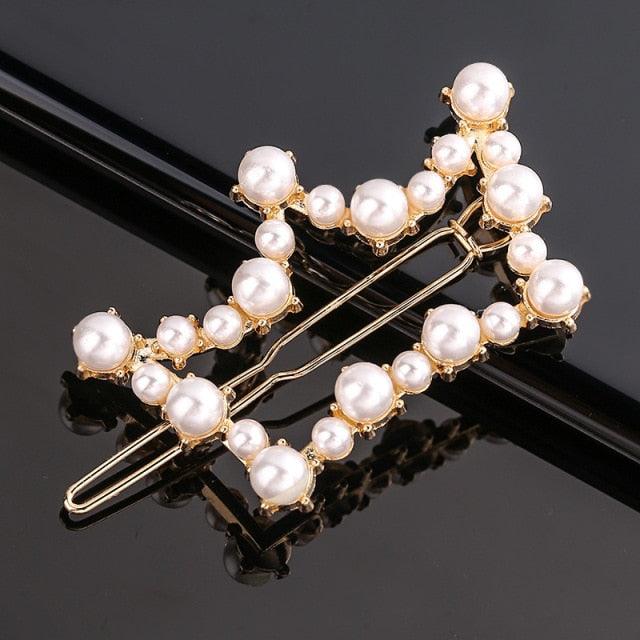 Fashion Pearl Hair Clip Women Girls Elegant Design Triangular Star Round Hairpin Barrette Hair Pins Ponytail Gorgeous Hair Accessories For Women Stevvex