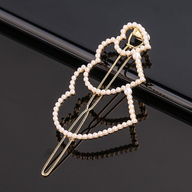 Fashion Pearl Hair Clip Women Girls Elegant Design Triangular Star Round Hairpin Barrette Hair Pins Ponytail Gorgeous Hair Accessories For Women Stevvex