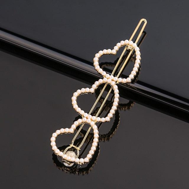 Fashion Pearl Hair Clip Women Girls Elegant Design Triangular Star Round Hairpin Barrette Hair Pins Ponytail Gorgeous Hair Accessories For Women Stevvex