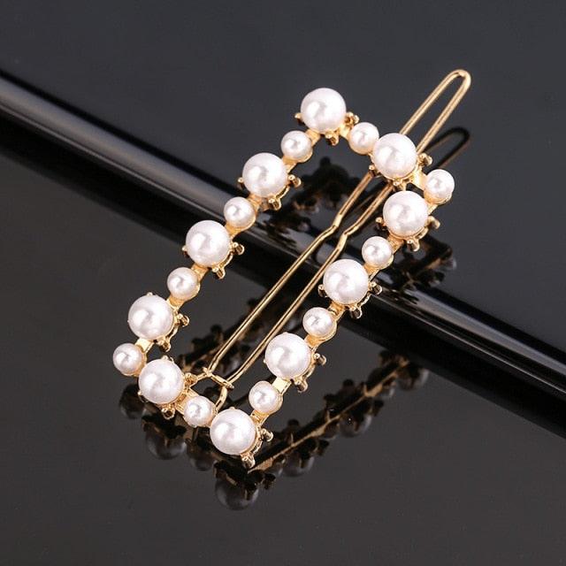 Fashion Pearl Hair Clip Women Girls Elegant Design Triangular Star Round Hairpin Barrette Hair Pins Ponytail Gorgeous Hair Accessories For Women Stevvex