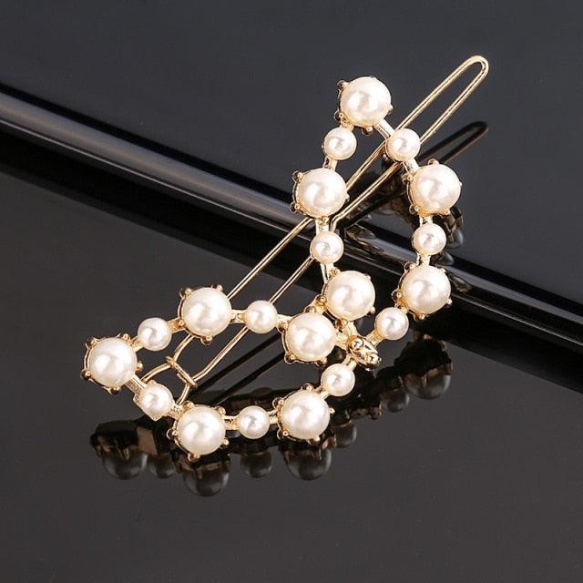 Fashion Pearl Hair Clip Women Girls Elegant Design Triangular Star Round Hairpin Barrette Hair Pins Ponytail Gorgeous Hair Accessories For Women Stevvex