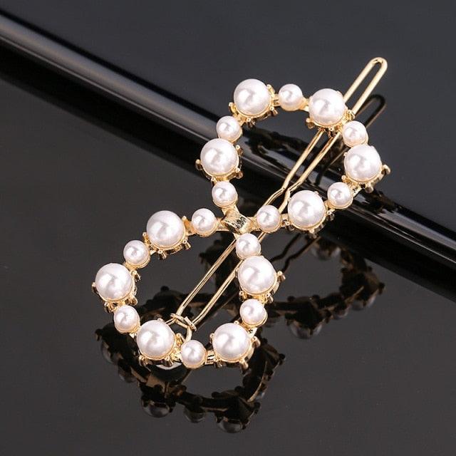 Fashion Pearl Hair Clip Women Girls Elegant Design Triangular Star Round Hairpin Barrette Hair Pins Ponytail Gorgeous Hair Accessories For Women Stevvex