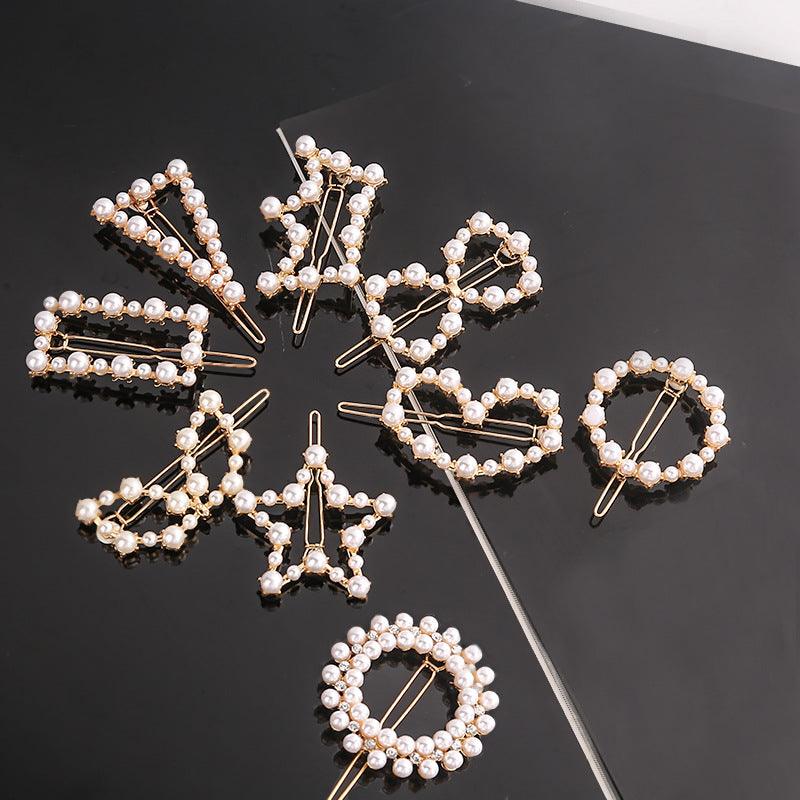 Fashion Pearl Hair Clip Women Girls Elegant Design Triangular Star Round Hairpin Barrette Hair Pins Ponytail Gorgeous Hair Accessories For Women Stevvex