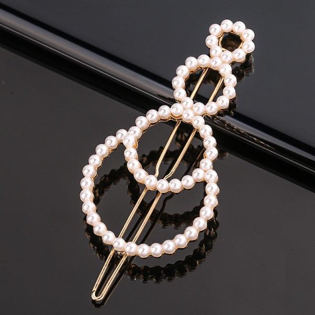 Fashion Pearl Hair Clip Women Girls Elegant Design Triangular Star Round Hairpin Barrette Hair Pins Ponytail Gorgeous Hair Accessories For Women Stevvex