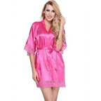 Fashion Short Women Sleepwear Unique Design White Lightweight Bathrobes For Women Luxury Summer Silk Bathrobes With Belt Stevvex