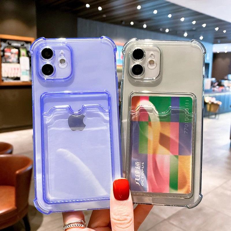 Fashion Sleek Phone Case For Iphone 11 Cases Card Slot Silicon Iphone 13 Pro Max 12 13 Mini Covers Elegant Simple Ultra-thin Back Mobile Phone Case with Card Holder Stevvex