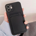 Fashion Sleek Phone Case For Iphone 11 Cases Card Slot Silicon Iphone 13 Pro Max 12 13 Mini Covers Elegant Simple Ultra-thin Back Mobile Phone Case with Card Holder Stevvex