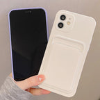 Fashion Sleek Phone Case For Iphone 11 Cases Card Slot Silicon Iphone 13 Pro Max 12 13 Mini Covers Elegant Simple Ultra-thin Back Mobile Phone Case with Card Holder Stevvex