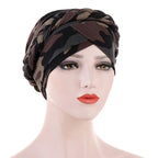 Fashion Soft Cotton Print Braid Turban Lightweight Muslim Turbans Head For Women Women's Hijabs Caps Hat Lightweight Inner Hijab Caps Elegant Arab Wrap Head Scarves Turban Scarf For Women