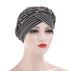 Fashion Soft Cotton Print Braid Turban Lightweight Muslim Turbans Head For Women Women's Hijabs Caps Hat Lightweight Inner Hijab Caps Elegant Arab Wrap Head Scarves Turban Scarf For Women