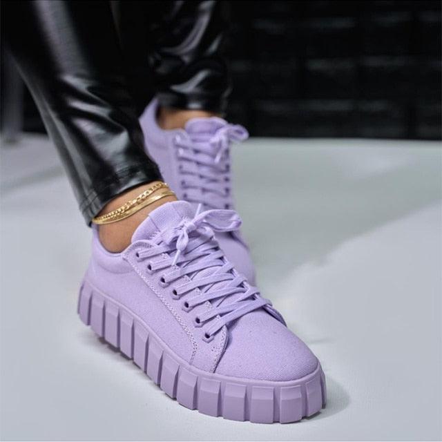 Fashion Spring New Purple Shoes Platform Sneakers Women Tenis Casual Shoes Lightweight Comfortable Vulcanize Shoes Luxury Fashion Womens Leather Sneakers Stevvex