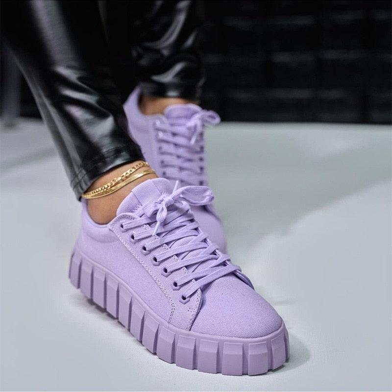 Fashion Spring New Purple Shoes Platform Sneakers Women Tenis Casual Shoes Lightweight Comfortable Vulcanize Shoes Luxury Fashion Womens Leather Sneakers Stevvex