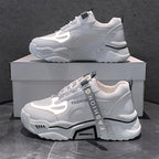 Fashion Spring Reflective Women Sneakers Lace Up Chunky Sneakers Mixed Color Women's Lightweight Casual Everyday Walking Fashion Chunky Sneakers Stevvex