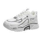 Fashion Spring Reflective Women Sneakers Lace Up Chunky Sneakers Mixed Color Women's Lightweight Casual Everyday Walking Fashion Chunky Sneakers Stevvex
