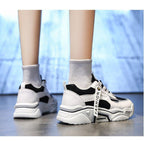 Fashion Spring Reflective Women Sneakers Lace Up Chunky Sneakers Mixed Color Women's Lightweight Casual Everyday Walking Fashion Chunky Sneakers Stevvex