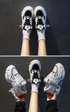Fashion Spring Reflective Women Sneakers Lace Up Chunky Sneakers Mixed Color Women's Lightweight Casual Everyday Walking Fashion Chunky Sneakers Stevvex