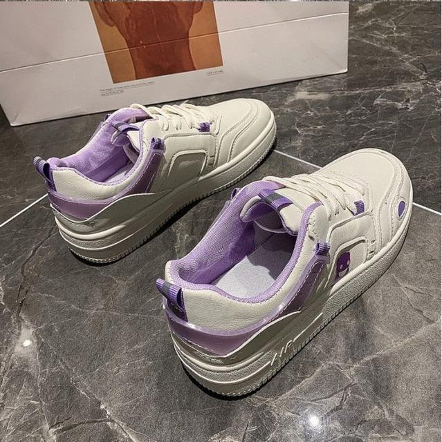 Fashion Spring Womens Sneakers Lace Up Casual Shoes Breathable Comfortable Women's Casual Flats Elegant Soft Walking Sneakers Elegant Soft Design Stevvex