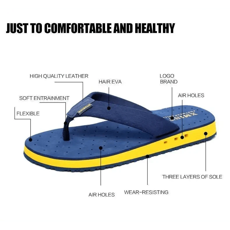 Fashion Summer Big Size Youth Slippers For Men Women Massage Non-Slip Cool Outside Flip Flops Breathable Thick-Soled Slippers Stevvex