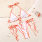 Fashion Swimwear Women Bikini Sets Women Lace Up Two Piece String Bikinis Beach Swimsuit Triangle Bathing Suit Side Tie Swimwear String Swimming Suit For Women Bathing Suit Micro Halter String Triangle Bikini Stevvex
