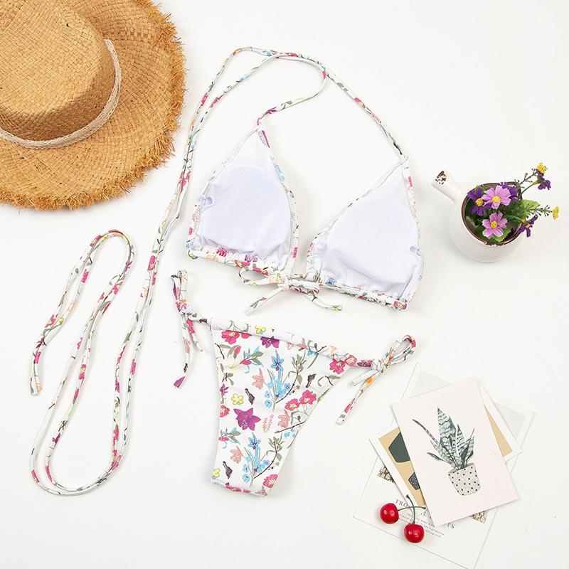 Fashion Swimwear Women Bikini Sets Women Lace Up Two Piece String Bikinis Beach Swimsuit Triangle Bathing Suit Side Tie Swimwear String Swimming Suit For Women Bathing Suit Micro Halter String Triangle Bikini Stevvex