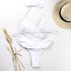 Fashion Swimwear Women Bikini Sets Women Lace Up Two Piece String Bikinis Beach Swimsuit Triangle Bathing Suit Side Tie Swimwear String Swimming Suit For Women Bathing Suit Micro Halter String Triangle Bikini Stevvex
