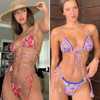 Fashion Swimwear Women Bikini Sets Women Lace Up Two Piece String Bikinis Beach Swimsuit Triangle Bathing Suit Side Tie Swimwear String Swimming Suit For Women Bathing Suit Micro Halter String Triangle Bikini Stevvex