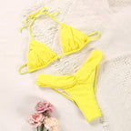 Fashion Swimwear Women Bikini Sets Women Lace Up Two Piece String Bikinis Beach Swimsuit Triangle Bathing Suit Side Tie Swimwear String Swimming Suit For Women Bathing Suit Micro Halter String Triangle Bikini Stevvex