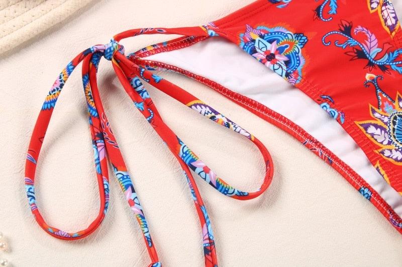 Fashion Swimwear Women Bikini Sets Women Lace Up Two Piece String Bikinis Beach Swimsuit Triangle Bathing Suit Side Tie Swimwear String Swimming Suit For Women Bathing Suit Micro Halter String Triangle Bikini Stevvex