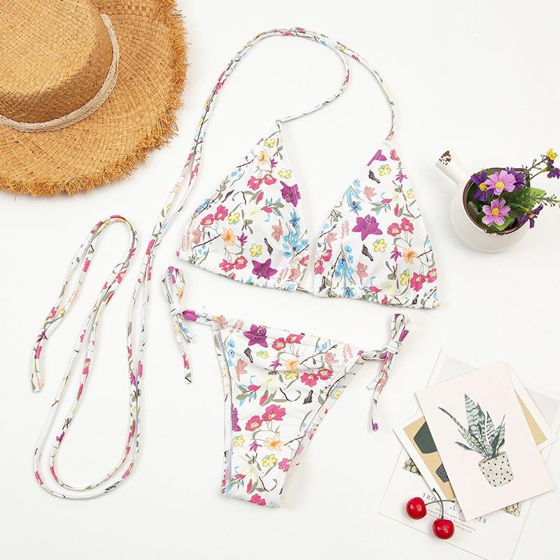 Fashion Swimwear Women Bikini Sets Women Lace Up Two Piece String Bikinis Beach Swimsuit Triangle Bathing Suit Side Tie Swimwear String Swimming Suit For Women Bathing Suit Micro Halter String Triangle Bikini Stevvex