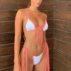 Fashion Swimwear Women Bikini Sets Women Lace Up Two Piece String Bikinis Beach Swimsuit Triangle Bathing Suit Side Tie Swimwear String Swimming Suit For Women Bathing Suit Micro Halter String Triangle Bikini Stevvex