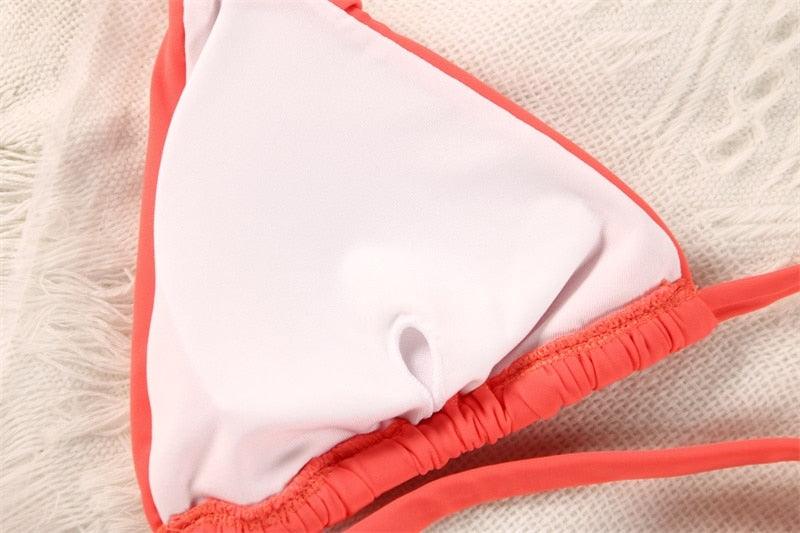 Fashion Swimwear Women Bikini Sets Women Lace Up Two Piece String Bikinis Beach Swimsuit Triangle Bathing Suit Side Tie Swimwear String Swimming Suit For Women Bathing Suit Micro Halter String Triangle Bikini Stevvex