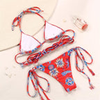 Fashion Swimwear Women Bikini Sets Women Lace Up Two Piece String Bikinis Beach Swimsuit Triangle Bathing Suit Side Tie Swimwear String Swimming Suit For Women Bathing Suit Micro Halter String Triangle Bikini Stevvex