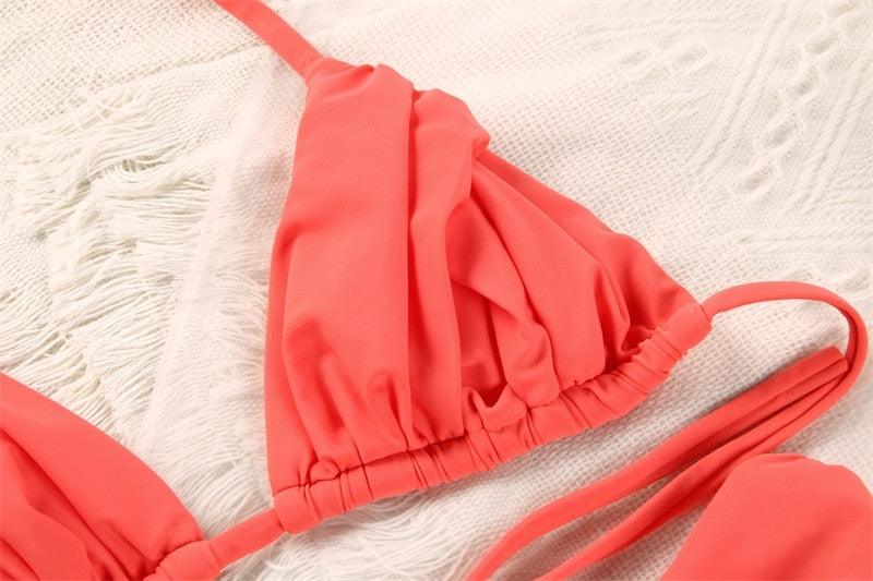 Fashion Swimwear Women Bikini Sets Women Lace Up Two Piece String Bikinis Beach Swimsuit Triangle Bathing Suit Side Tie Swimwear String Swimming Suit For Women Bathing Suit Micro Halter String Triangle Bikini Stevvex