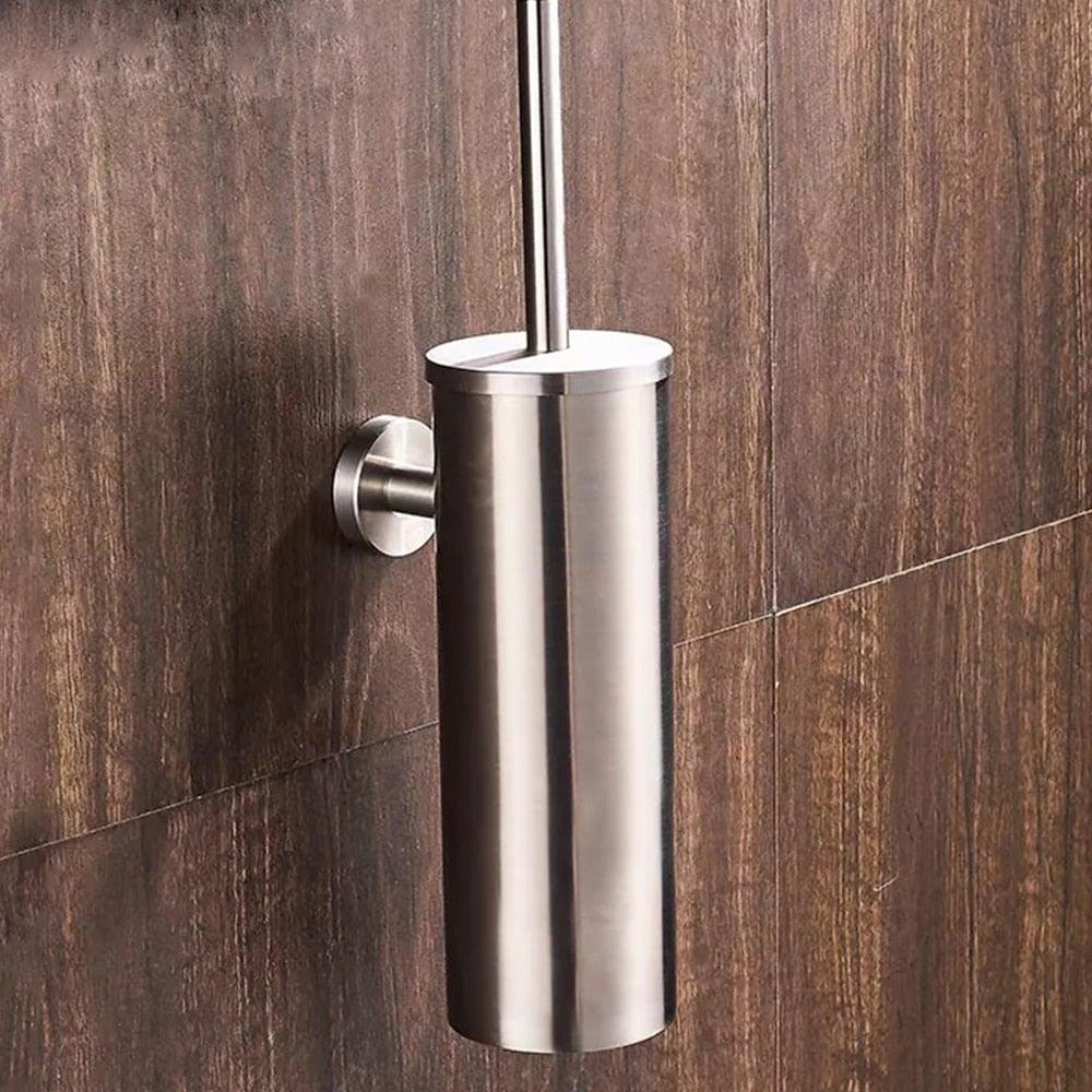 Fashion Toilet Cleaning Brush Holder Sets Wall Mount Stainless Steel Bathroom Accessories Hardware Black Chrome Toilet Bowl Brush with Stainless Steel Handle Durable Bristles Deep Cleaning Compact Bathroom Brush Save Space Good Grip Anti-Drip Stevvex
