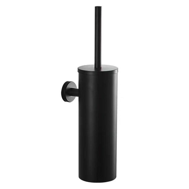 Fashion Toilet Cleaning Brush Holder Sets Wall Mount Stainless Steel Bathroom Accessories Hardware Black Chrome Toilet Bowl Brush with Stainless Steel Handle Durable Bristles Deep Cleaning Compact Bathroom Brush Save Space Good Grip Anti-Drip Stevvex