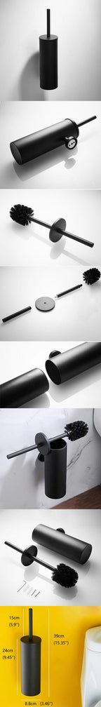 Fashion Toilet Cleaning Brush Holder Sets Wall Mount Stainless Steel Bathroom Accessories Hardware Black Chrome Toilet Bowl Brush with Stainless Steel Handle Durable Bristles Deep Cleaning Compact Bathroom Brush Save Space Good Grip Anti-Drip Stevvex