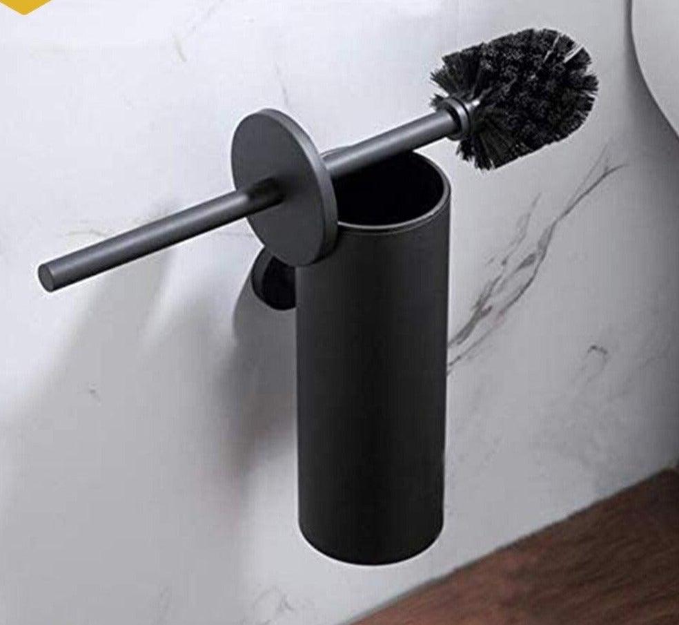 Fashion Toilet Cleaning Brush Holder Sets Wall Mount Stainless Steel Bathroom Accessories Hardware Black Chrome Toilet Bowl Brush with Stainless Steel Handle Durable Bristles Deep Cleaning Compact Bathroom Brush Save Space Good Grip Anti-Drip Stevvex