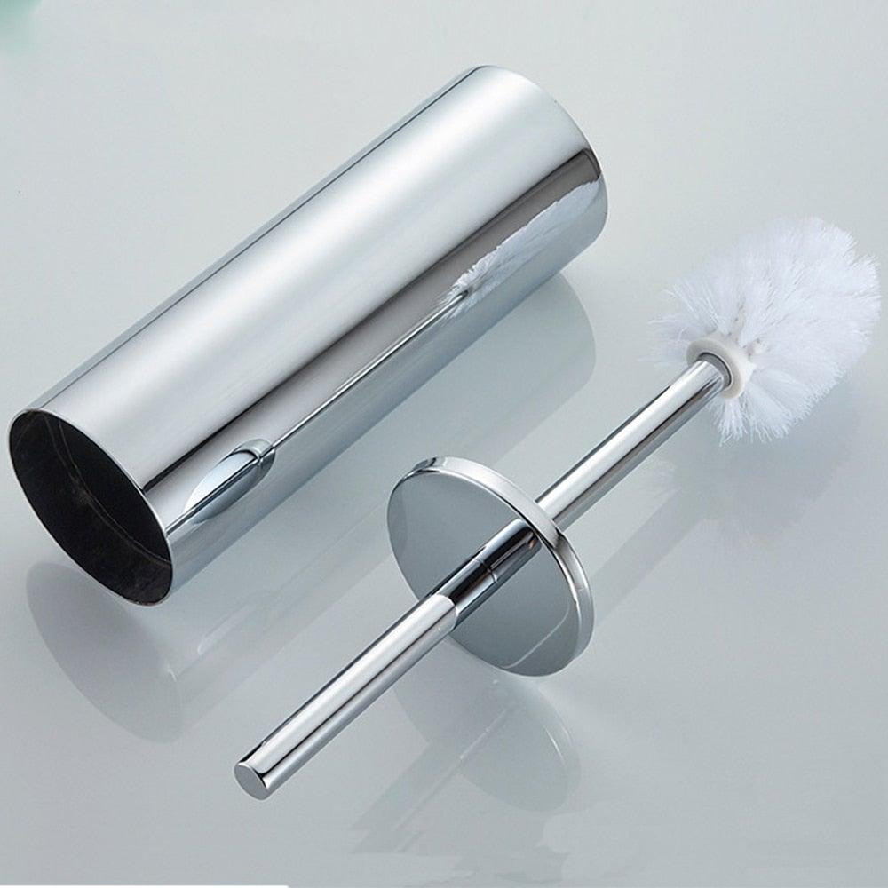 Fashion Toilet Cleaning Brush Holder Sets Wall Mount Stainless Steel Bathroom Accessories Hardware Black Chrome Toilet Bowl Brush with Stainless Steel Handle Durable Bristles Deep Cleaning Compact Bathroom Brush Save Space Good Grip Anti-Drip Stevvex