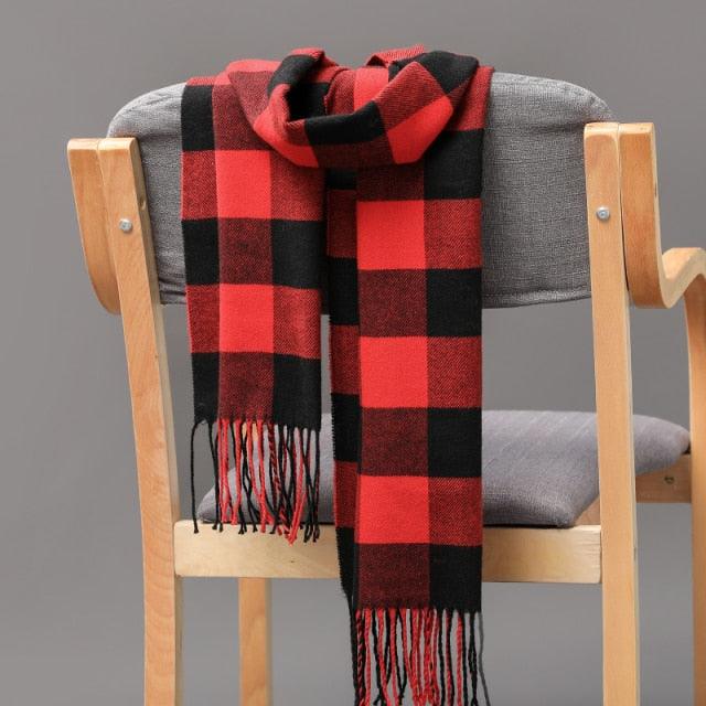 Fashion Winter Casual Classic Soft Plaid Popular Couple Lightweight Tartan Muffler Warm Scarf Cashmere Scarves Shawls Wraps Lightweight Women Warm Lattice Scarves Cashmere Hijab For Women Stevvex